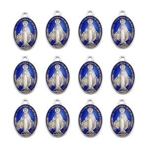 YionZian 40 piezas ovaladas de crucifijo esmaltado azul_1