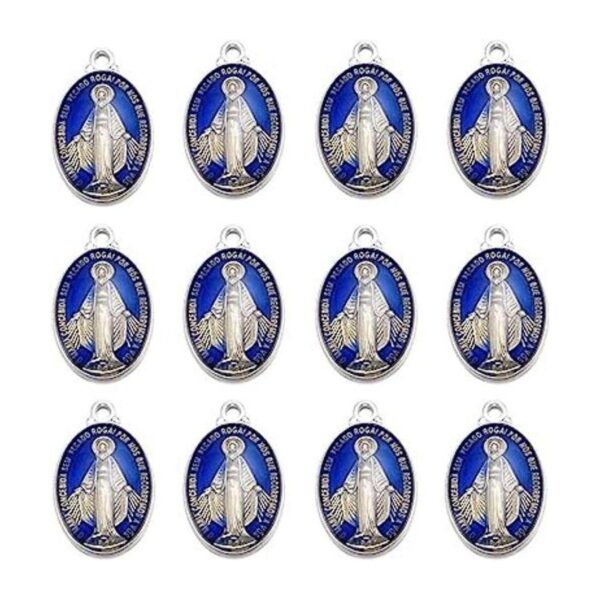 YionZian 40 piezas ovaladas de crucifijo esmaltado azul_1