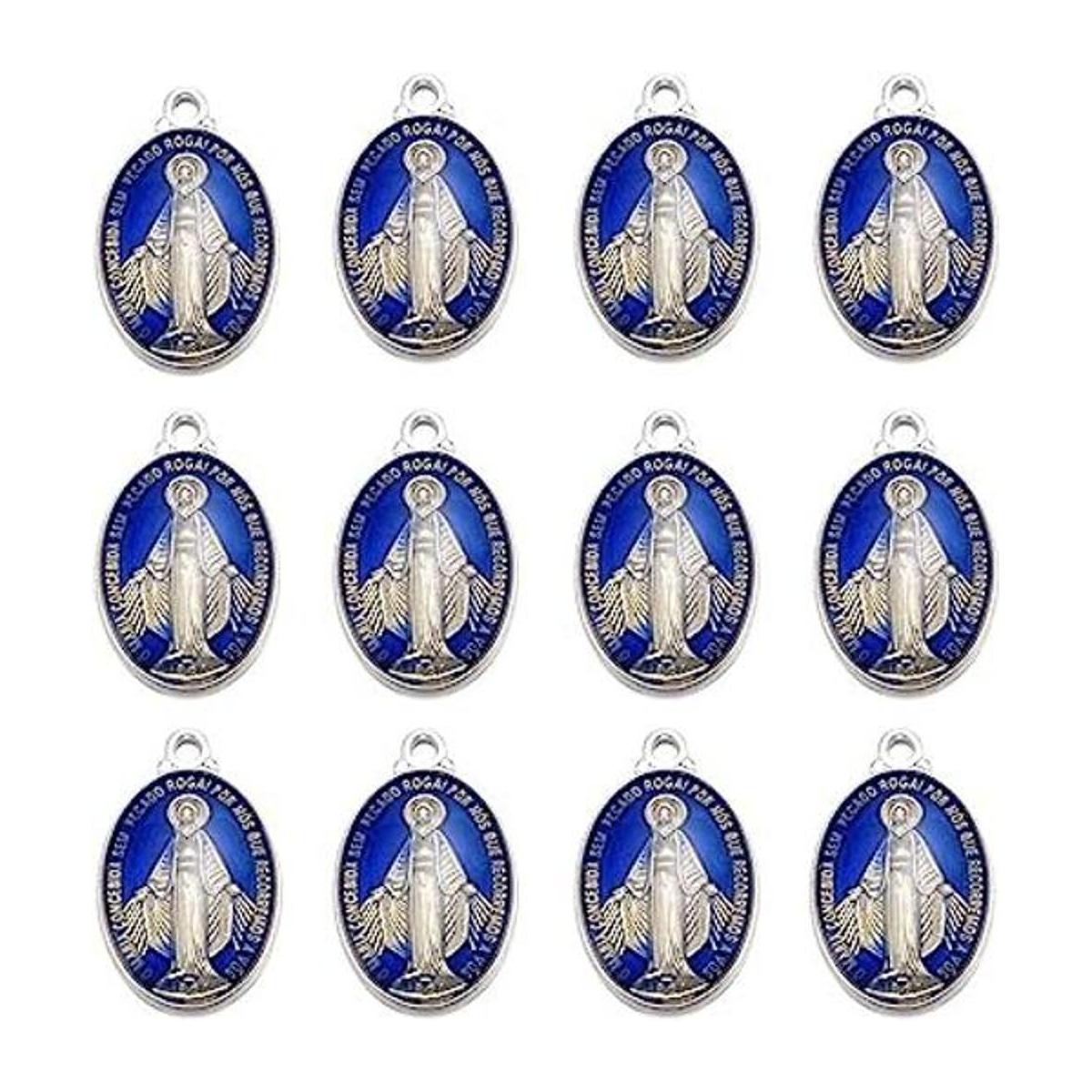 YionZian 40 piezas ovaladas de crucifijo esmaltado azul