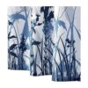 YOSTEV Cortina de ducha de tela de baño floral azul y gris_4