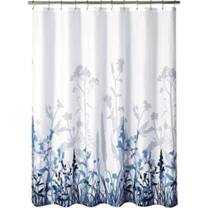 YOSTEV Cortina de ducha de tela de baño floral azul y gris_1