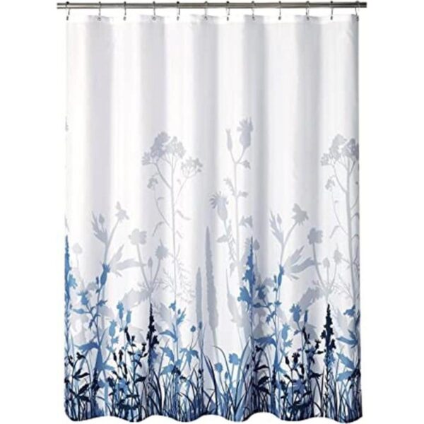 YOSTEV Cortina de ducha de tela de baño floral azul y gris_1