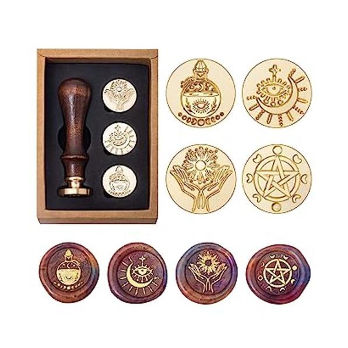 Wiccan Juego de sellos de cera pentagrama pagano de fase