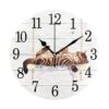 Wamika Reloj de pared redondo de gato en oscilación blanco