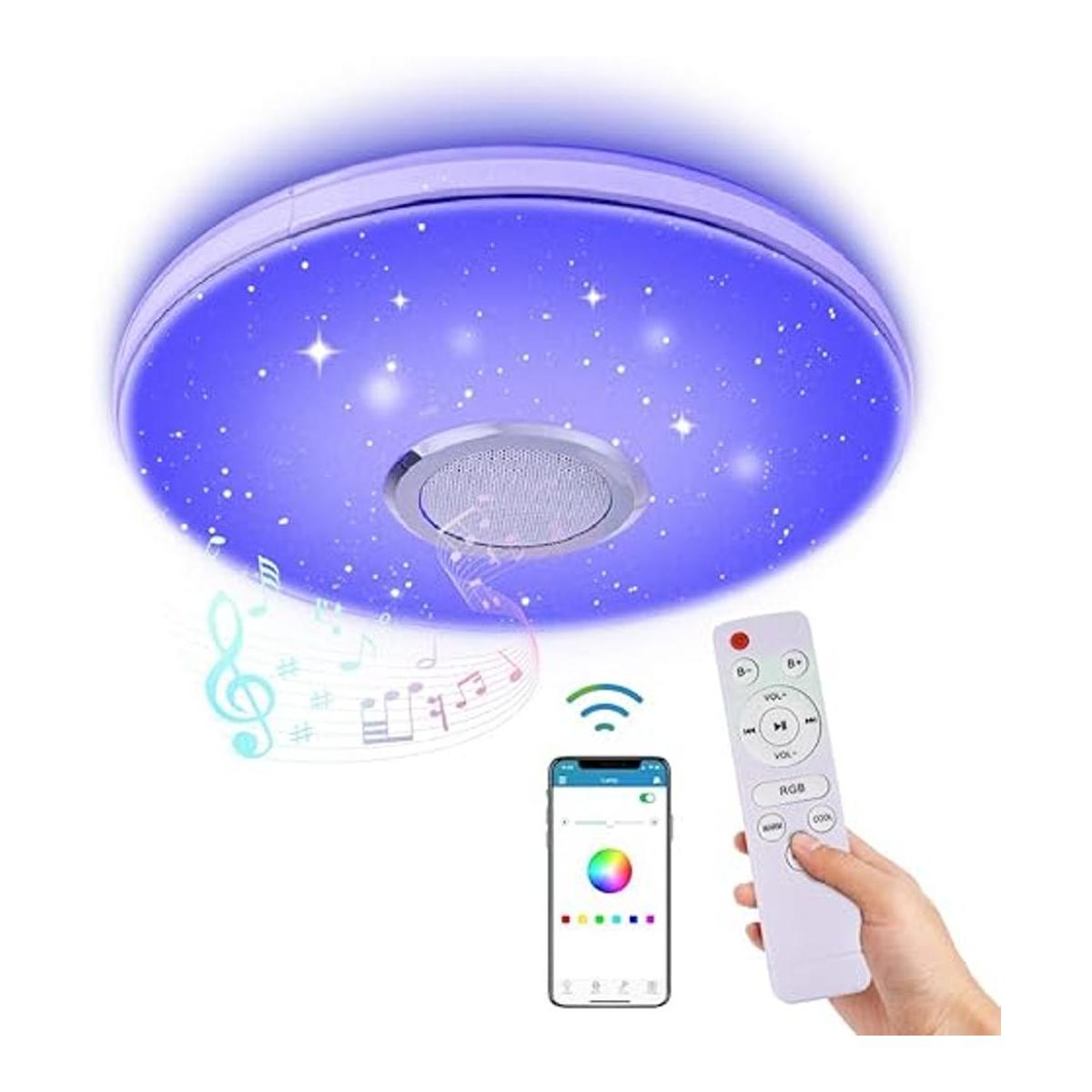 WZTO Lámpara de techo LED de música de 36 W con altavoz