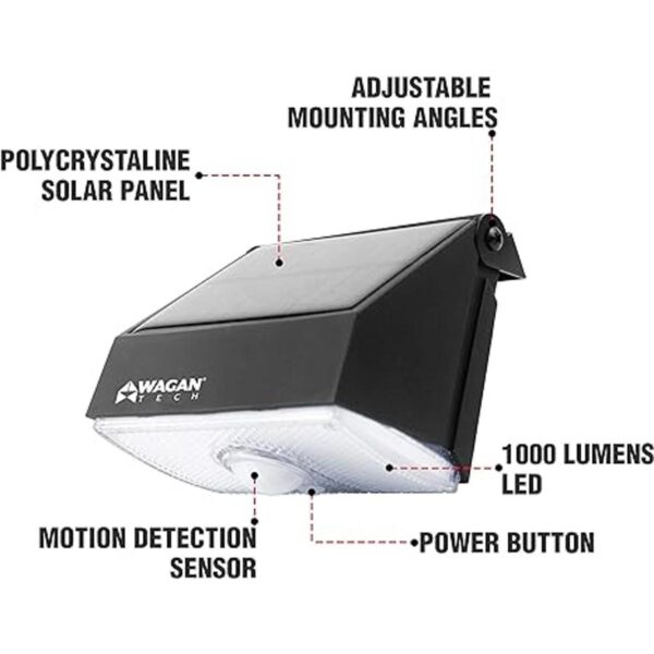 Wagan EL8570 1000 lúmenes LED de pared solar impermeable_2
