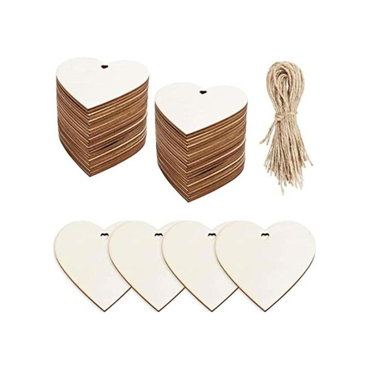 WYKOO 50 rebanadas de madera de corazón natural de 3