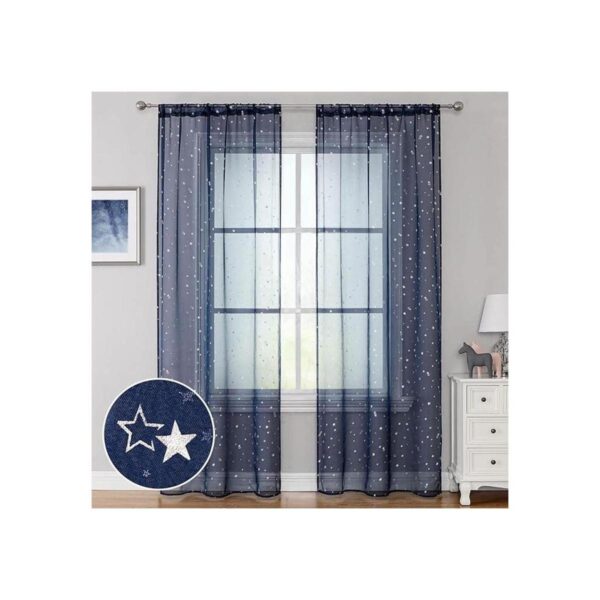 WUBODTI Cortinas traslúcidas azul marino para habitación