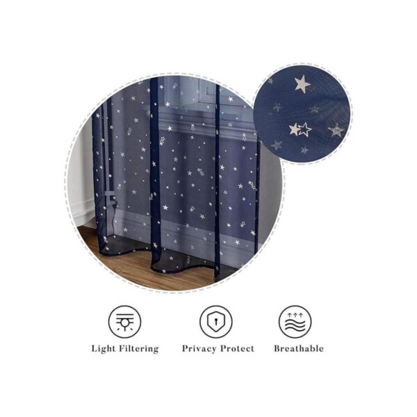 WUBODTI Cortinas traslúcidas azul marino para habitación