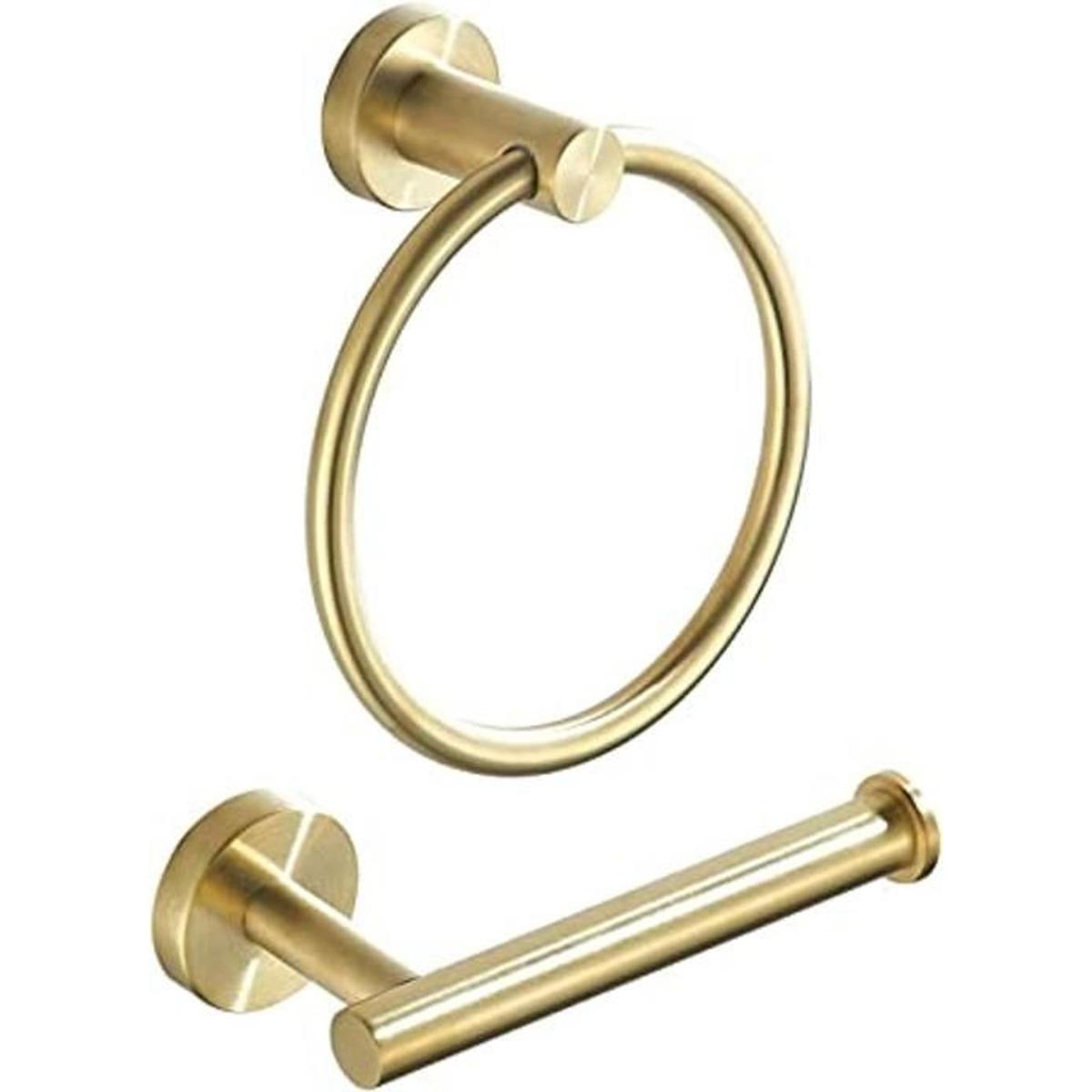 WEIKO Soporte de papel higiénico anillo de toalla dorado