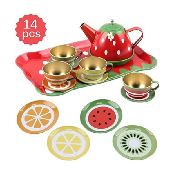 Vokodo Juego de té con temática de frutas para niños 14