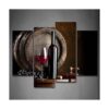Vino y fruta con vidrio y barril pintura de arte de pared