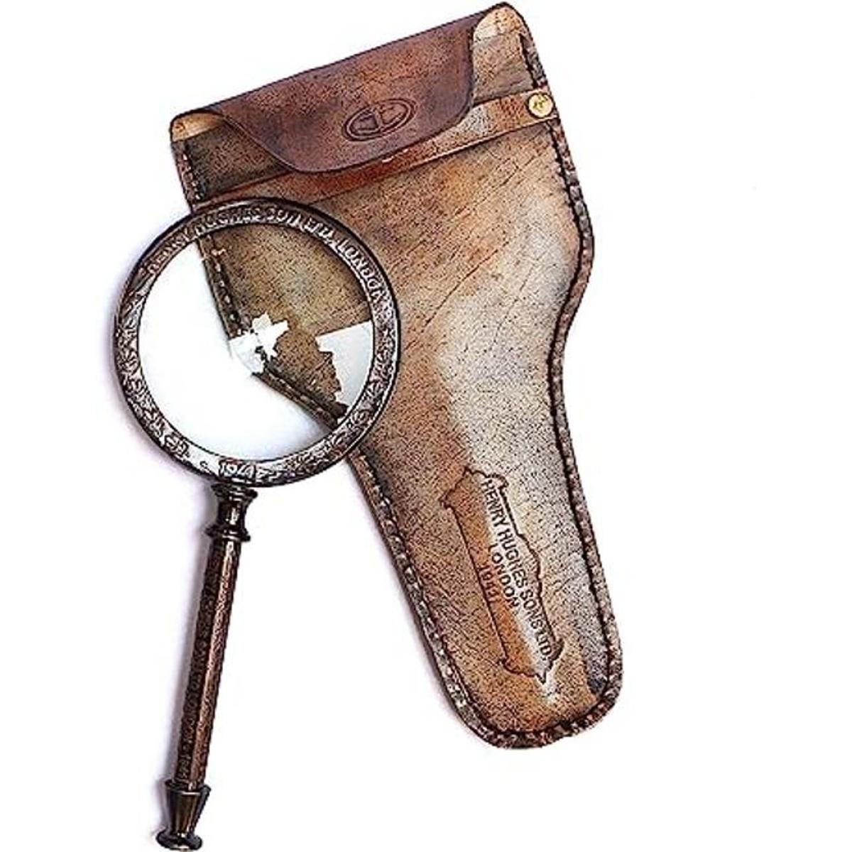 Vintage Antique Henry London Funda de cuero de latón