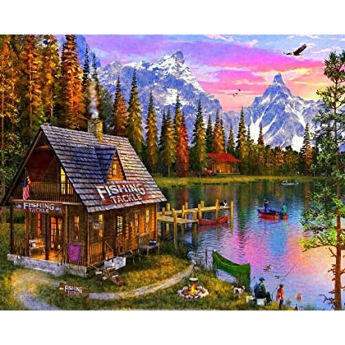 Vermont Christmas Company The Fishing Hut Jigsaw Puzzle