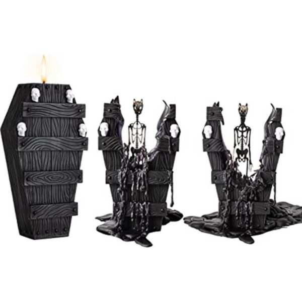 Velas de Halloween con diseño de calavera y ataúd vela de_1
