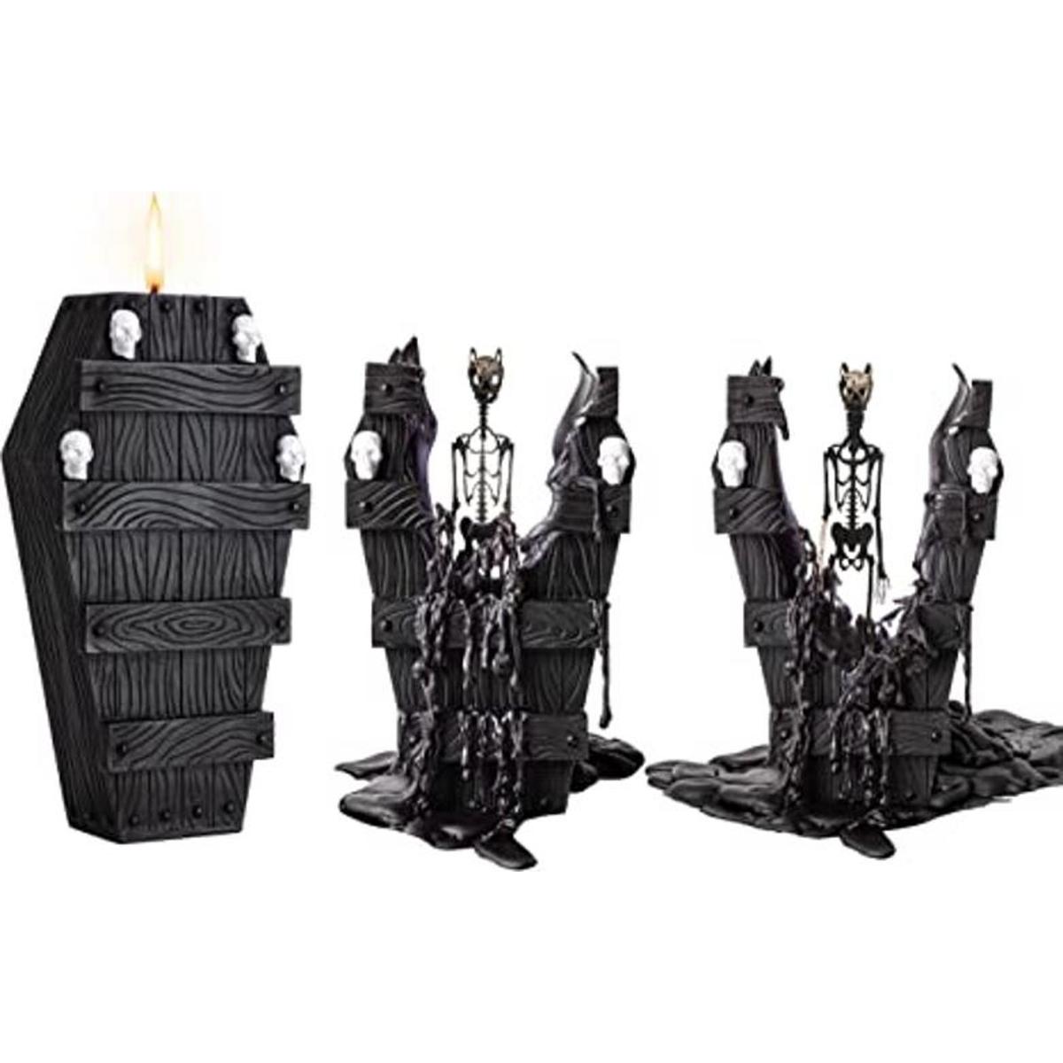 Velas de Halloween con diseño de calavera y ataúd vela de
