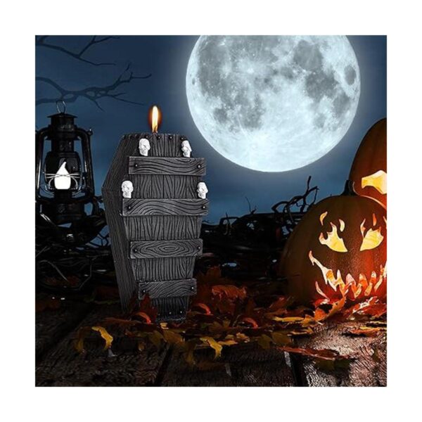 Velas de Halloween con diseño de calavera y ataúd vela de_4