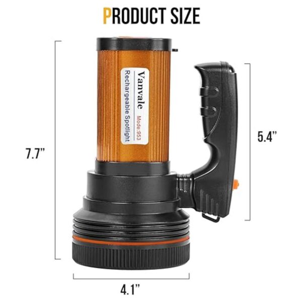 Vanvale Linterna táctica LED recargable de mano con asa_4