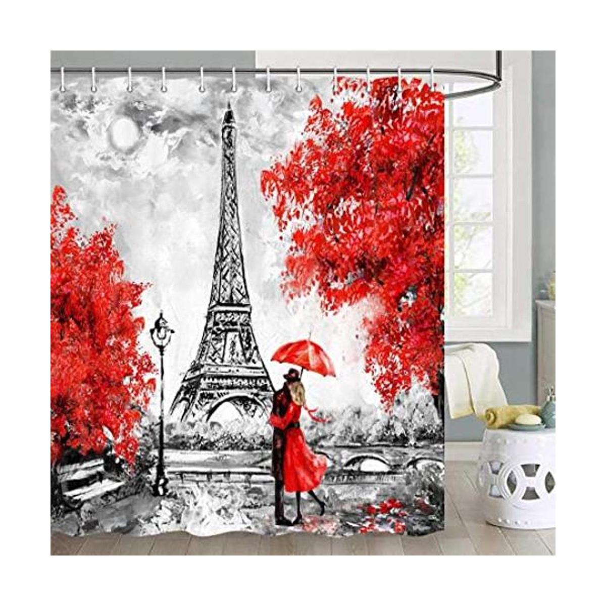 Valentine Shower Curtain European City France Eiffel