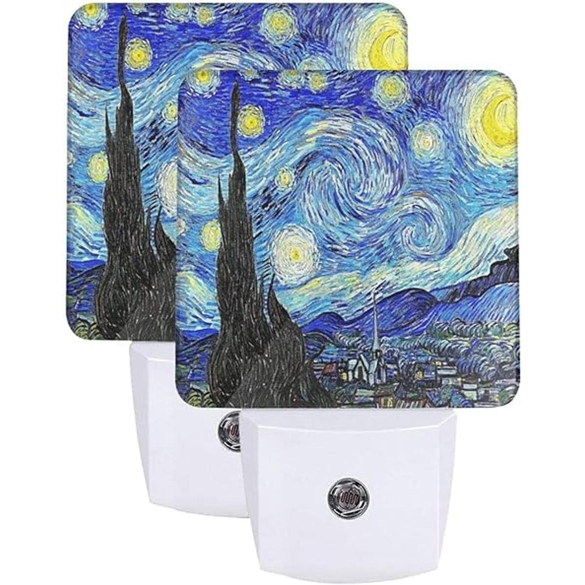 Van Gogh Juego de 2 luces LED de noche enchufables