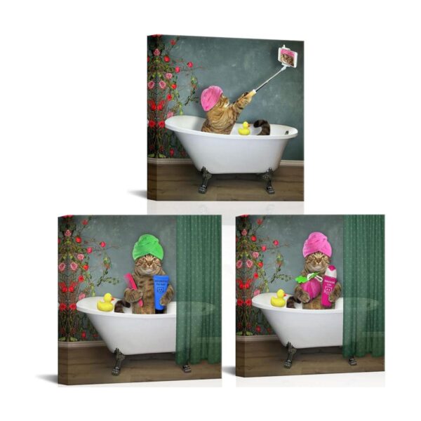 VVOVV Wall Decor Cuadros de gato decoración de baño_1