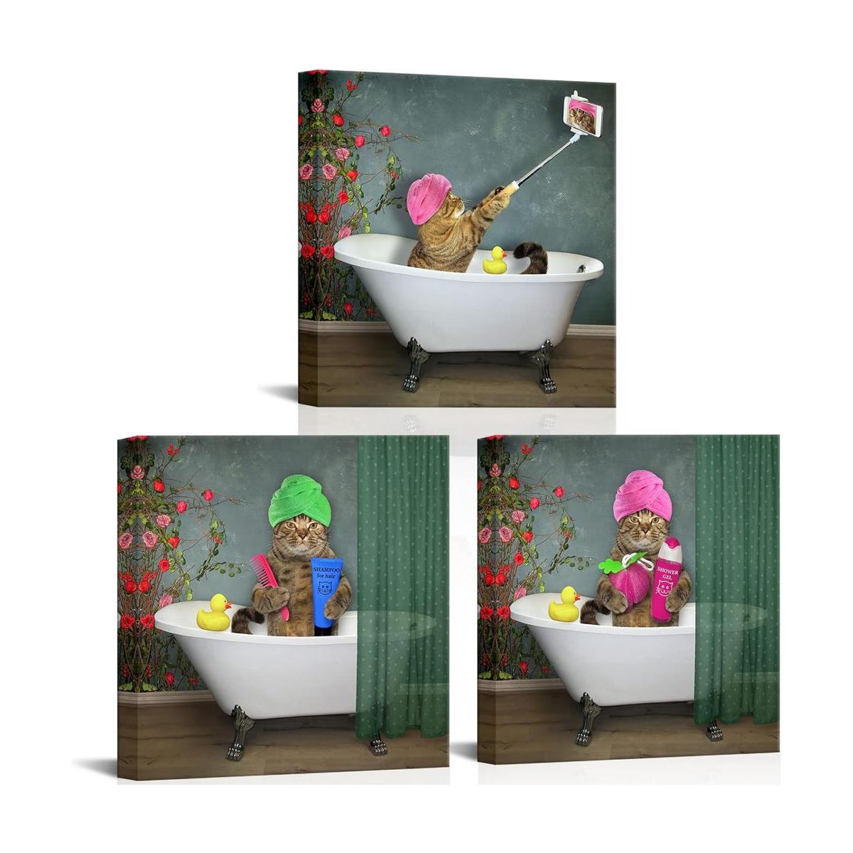 VVOVV Wall Decor Cuadros de gato decoración de baño