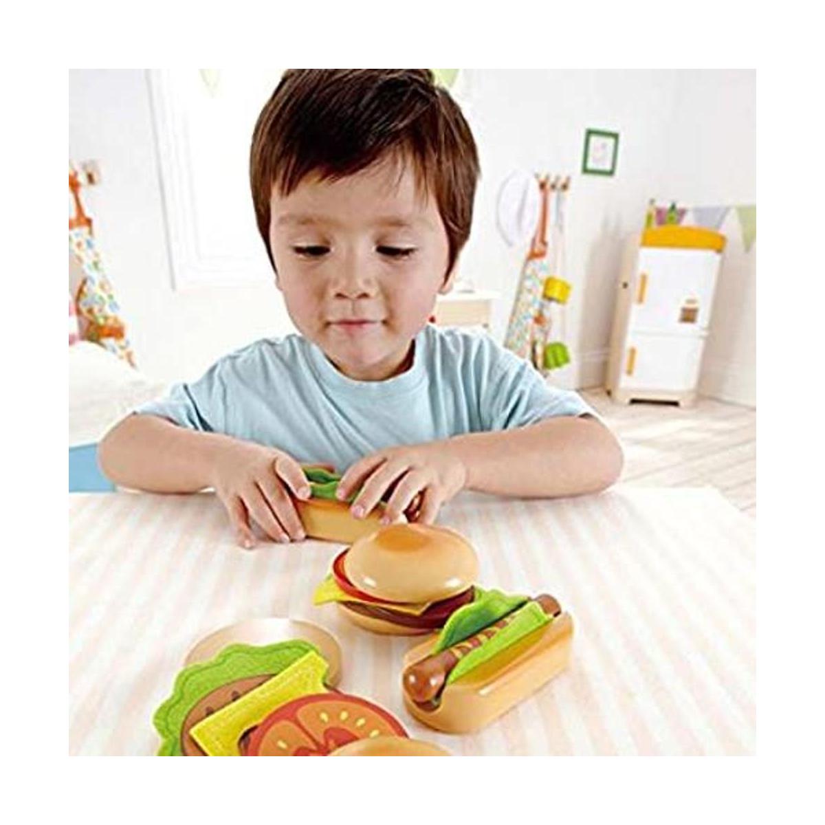 Hape Juego de comida de madera para cocina con accesorios