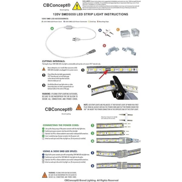CBConcept UL Listed 13 Feet 1400 Lumen 6000K Pure