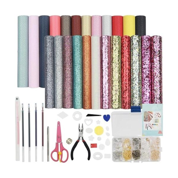 Kit de fabricación de aretes de cuero 24 hojas de piel