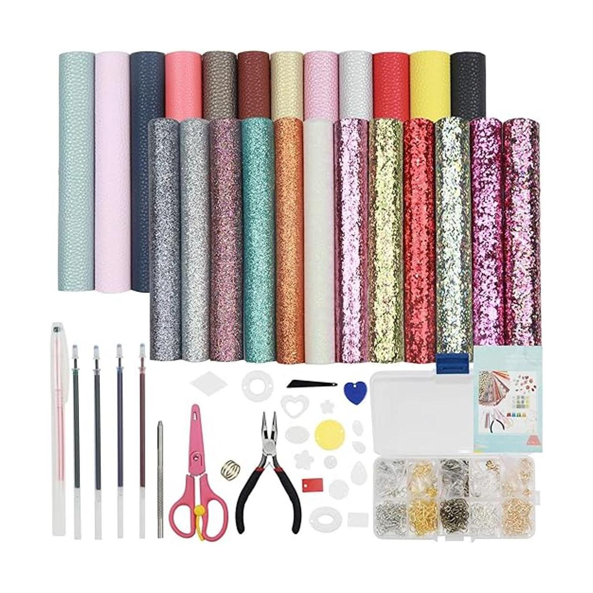 Kit de fabricación de aretes de cuero 24 hojas de piel