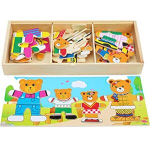 TOWO Rompecabezas de madera con diseño de oso de familia_1