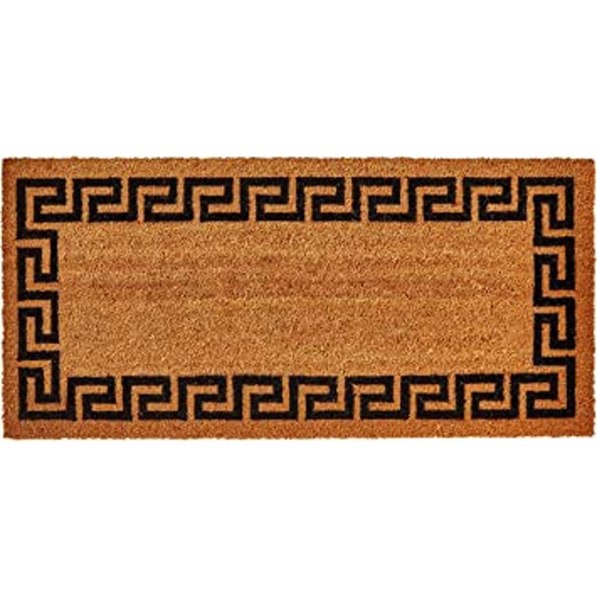 Kempf Greek Key Felpudo de coco natural 22.0 in x 46.4