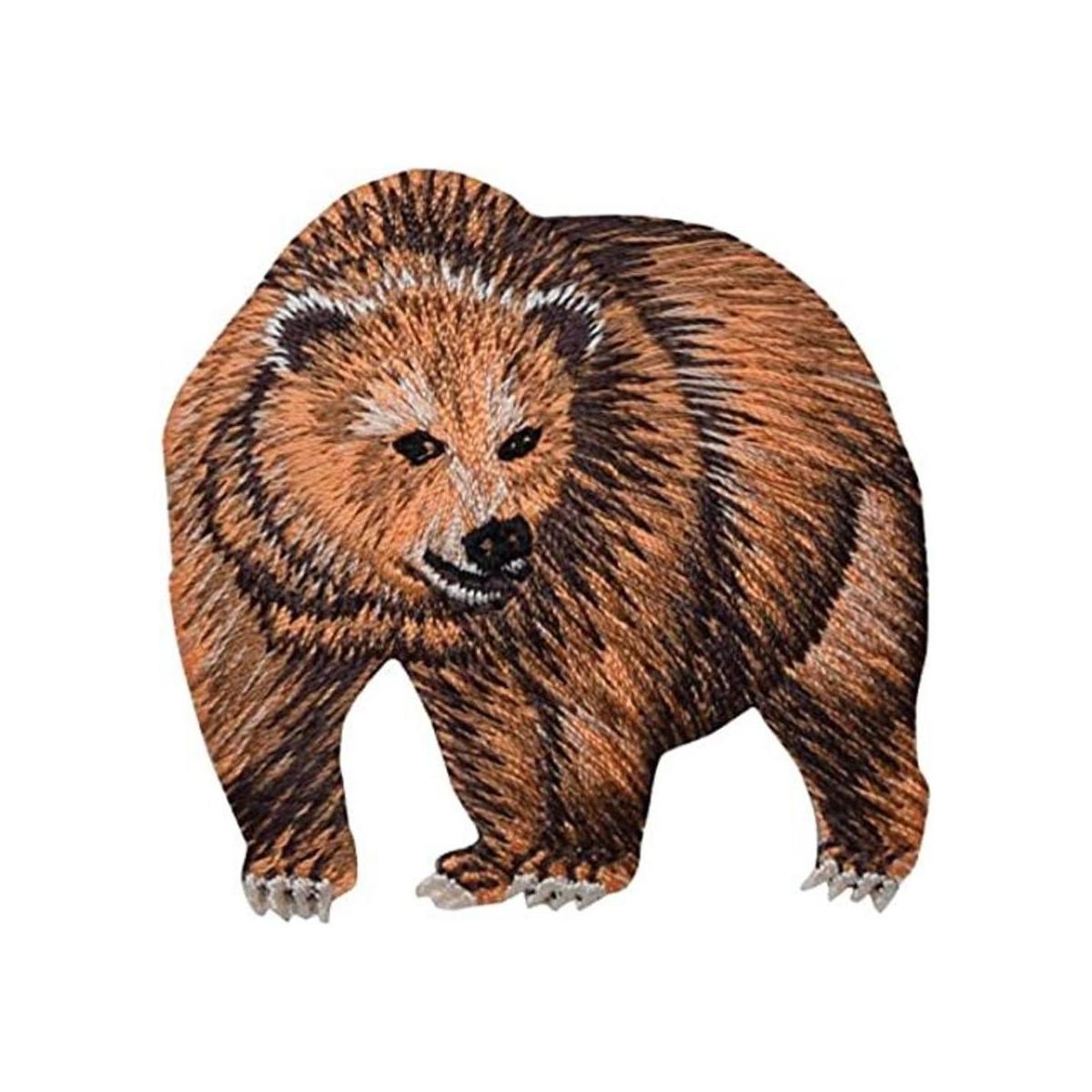 Natural Grizzly Bear izquierda hierro en parche bordado