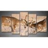 5 paneles de arte de pared con diseño de ciervo de cola