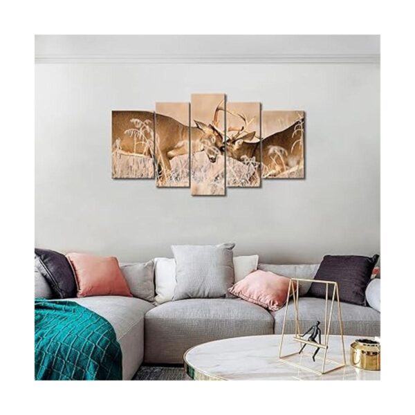 5 paneles de arte de pared con diseño de ciervo de cola