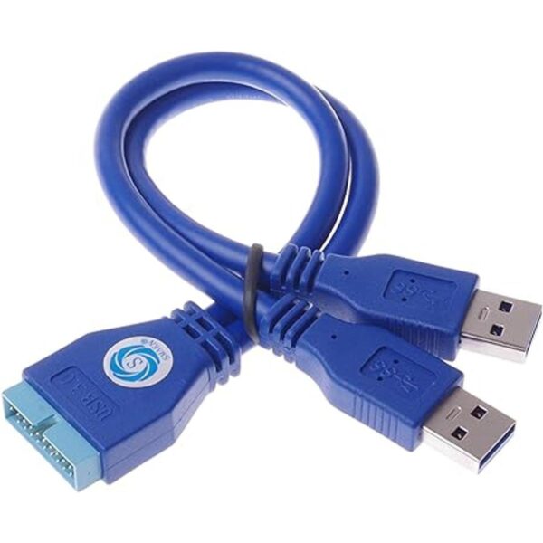 SMAKN Blue 2 Port USB 3.0 Type A Male to 20 Pin Header_2