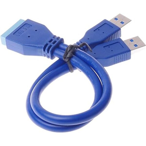 SMAKN Blue 2 Port USB 3.0 Type A Male to 20 Pin Header_4