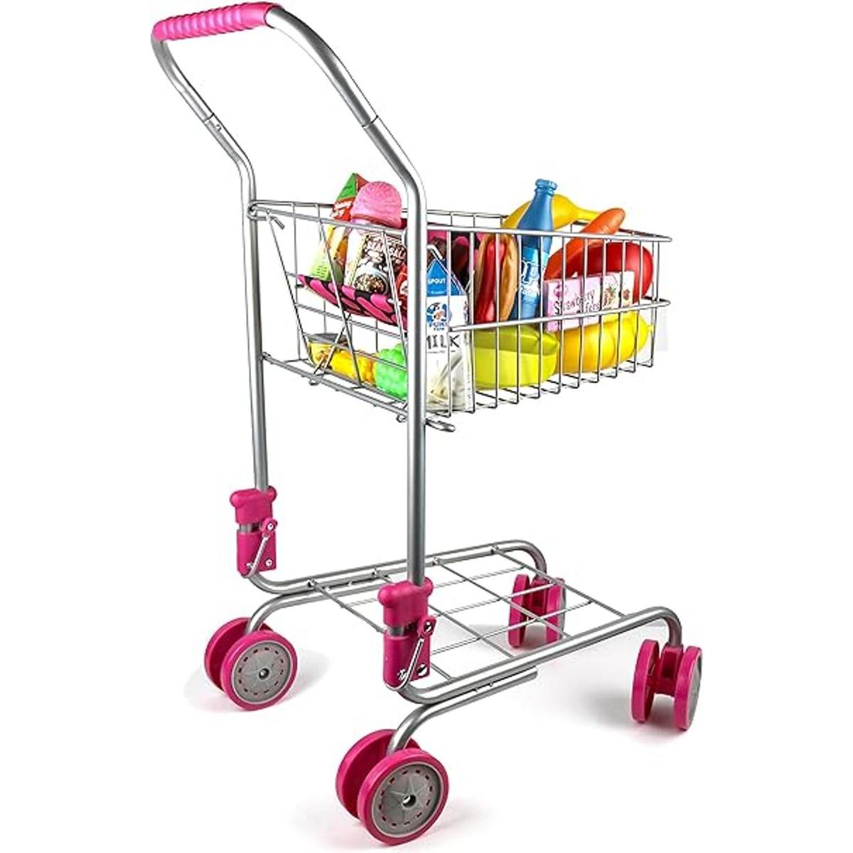 Juego de carrito de compra con comestibles de mentira para