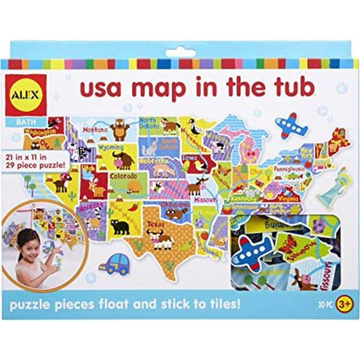 Alex Bath USA Map in The Tub Actividad de baño para niños