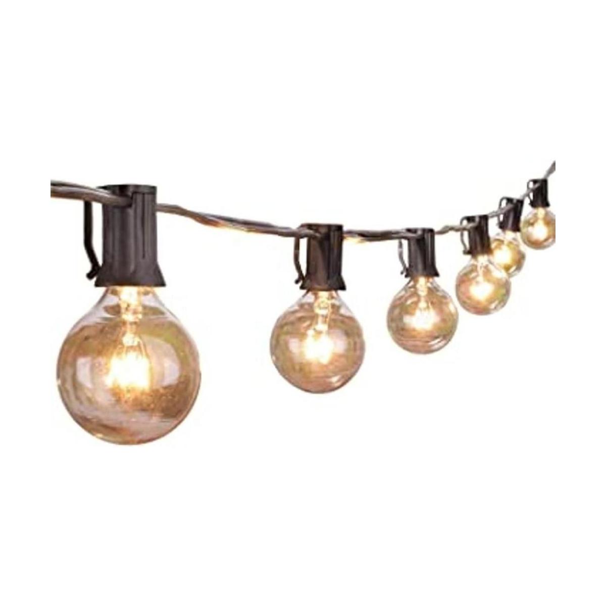 Tira de luces G40 de 25 pies con focos transparentes con