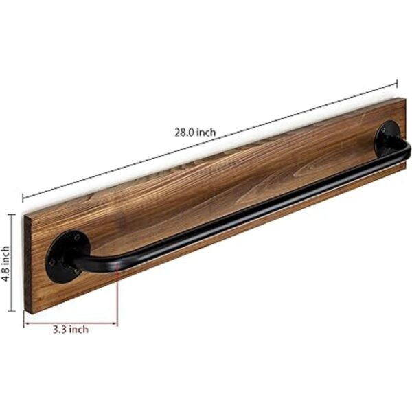 Barra para toallas de madera rústica para colgar de la_4