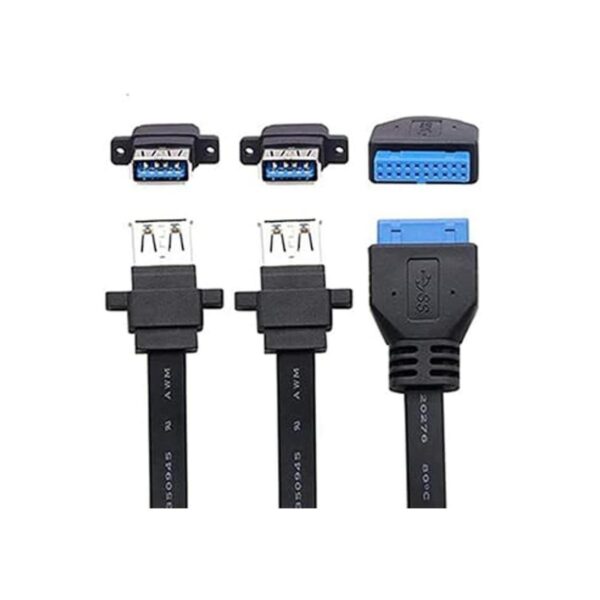 Toptekits Cable plano de 2 puertos USB 3.0 A hembra para_3