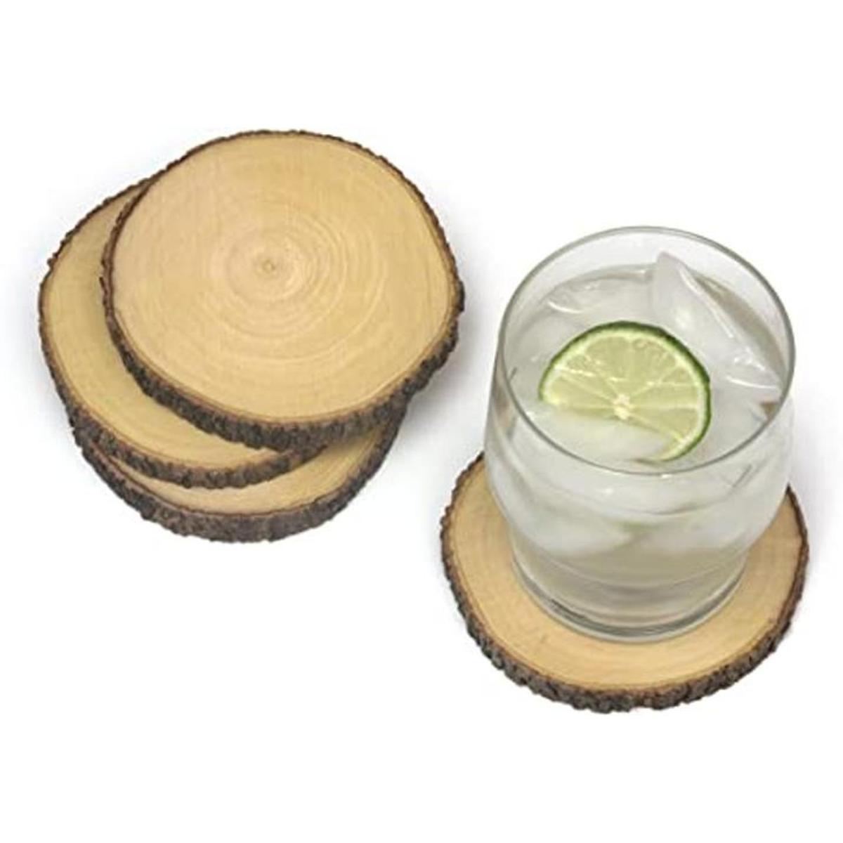 Lipper International Juego de 4 posavasos con corteza de