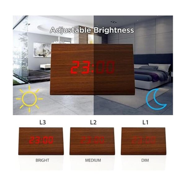 Moderno reloj despertador con indicador de temperatura y