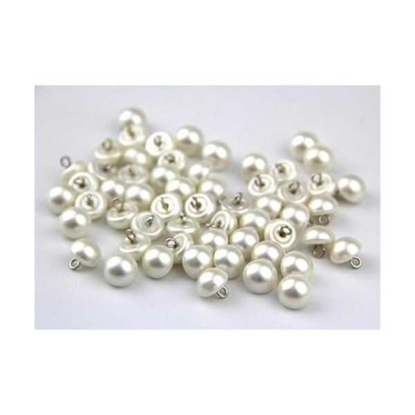 Pack de 50pcs 10 mm White Pearl Bead Cap Media Bola Dome_2