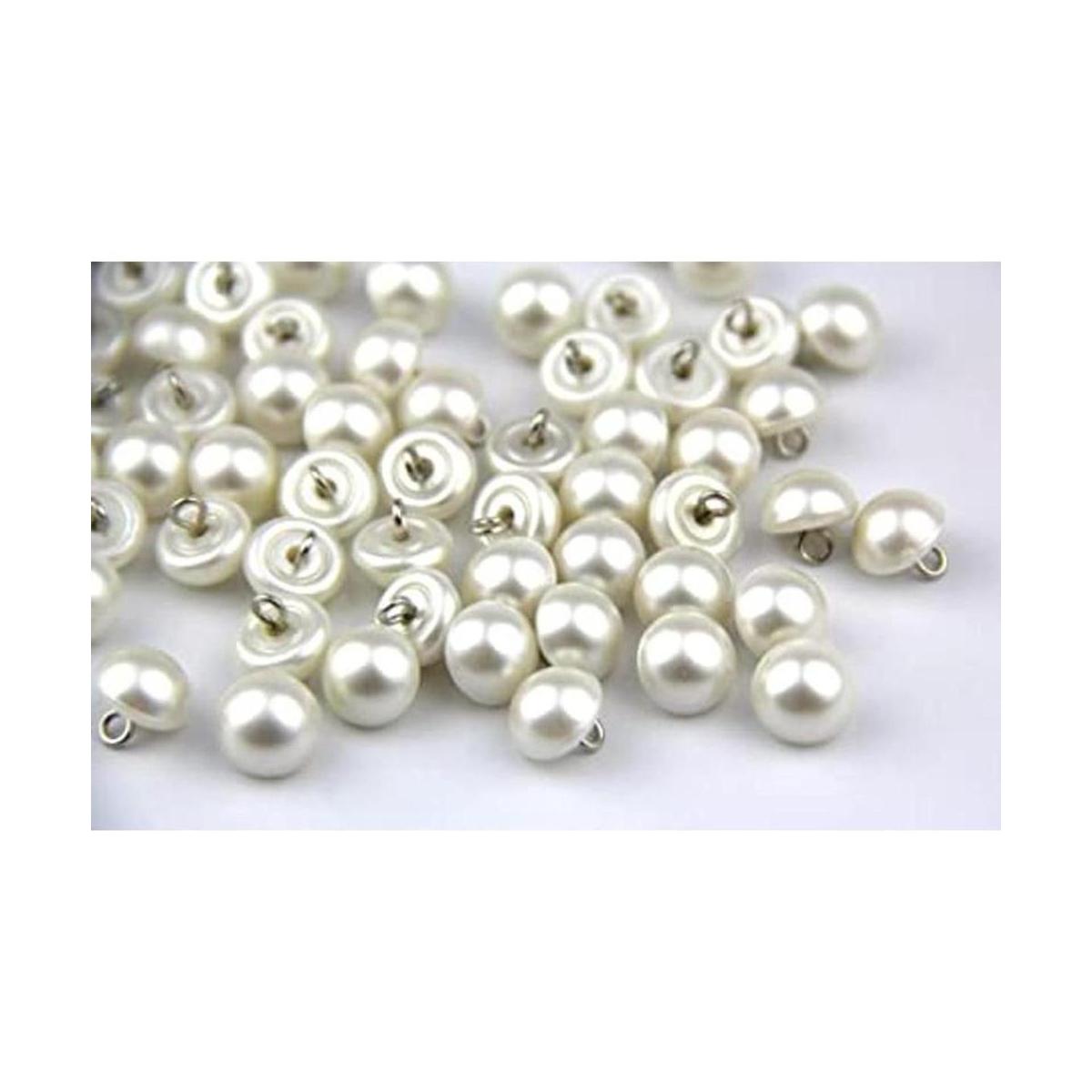 Pack de 50pcs 10 mm White Pearl Bead Cap Media Bola Dome