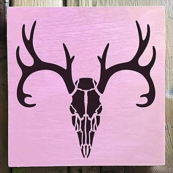Stencil1 Plantilla de calavera de ciervo 5.75 x 6 pulgadas_5