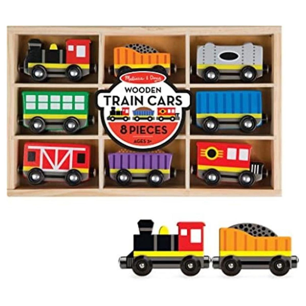 Melissa Doug Tren de madera vagones de tren