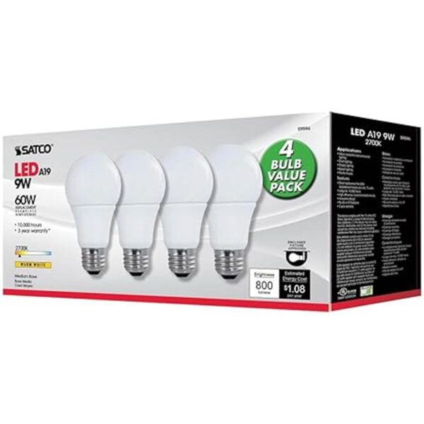 Satco s9597 multidireccional LED A19 4Pack 9 a19LED5000_5