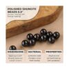 Karelian Heritage Shungite Juego de 50 cuentas redondas